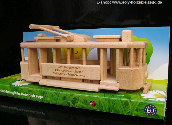Historische Straßenbahn Šalina Modell zum Geburtstag Jubiläum Holzgeschenke und Spielzeuge
