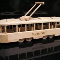 elektrische Straßenbahn, Geschenke und Spielzeug aus Holz, Modelle für Mitarbeiter des öffentlichen Nahverkehrs
