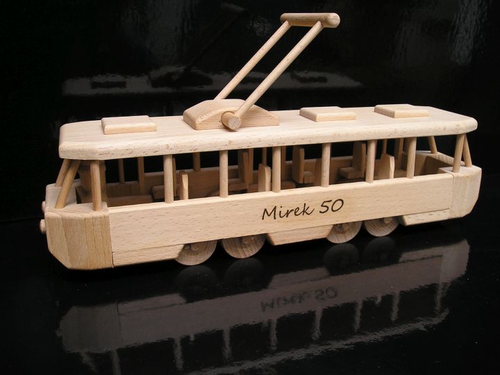 elektrische Straßenbahn, Geschenke und Spielzeug aus Holz, Modelle für Mitarbeiter des öffentlichen Nahverkehrs