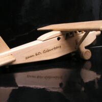 Holzflugzeug Typ Pilatus Geschenkflugzeug Modell auf Holzständer für Piloten