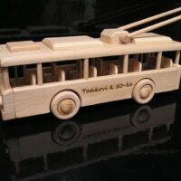 Trolleybus aus Holz, Sammlermodell städtisches Verkehrsmittel Spielzeug
