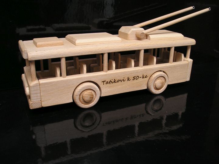 Trolleybus aus Holz, Sammlermodell städtisches Verkehrsmittel Spielzeug