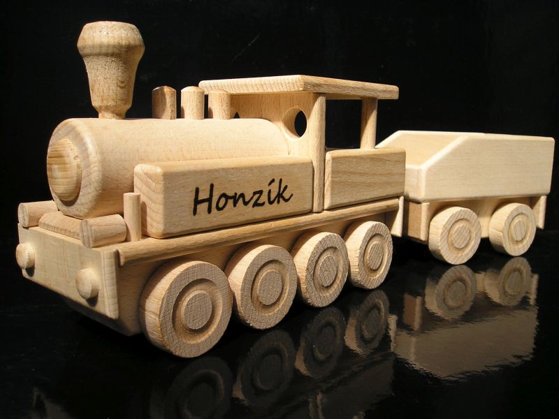 Holzzug Holz-Eisenbahnen Lokomotive mit Kohletender
