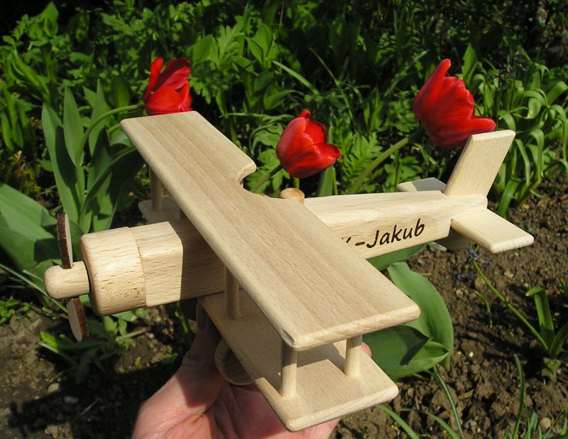 Holz-Doppeldecker Flugzeug Geschenk Spielzeug