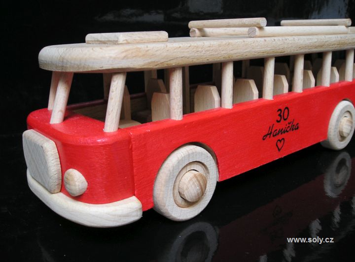 Holzbus Spielzeug rot für Kinder