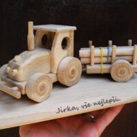 Ackerschlepper mit Anhänger, Holzgeschenke alles Gute zum Geburtstag