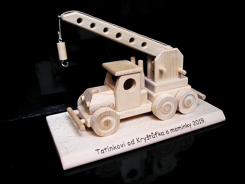 Autokran auf Sockel Geschenk für Kranführer Baufahrer Ruhestand