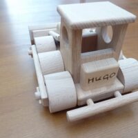 Tatra-Lastwagen und Bulldozer aus Holz Holzspielzeug