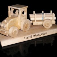 Landwirtschaftlicher Traktor mit Anhänger, Holz-Glücksgeschenke zum Geburtstag Modell Souvenir