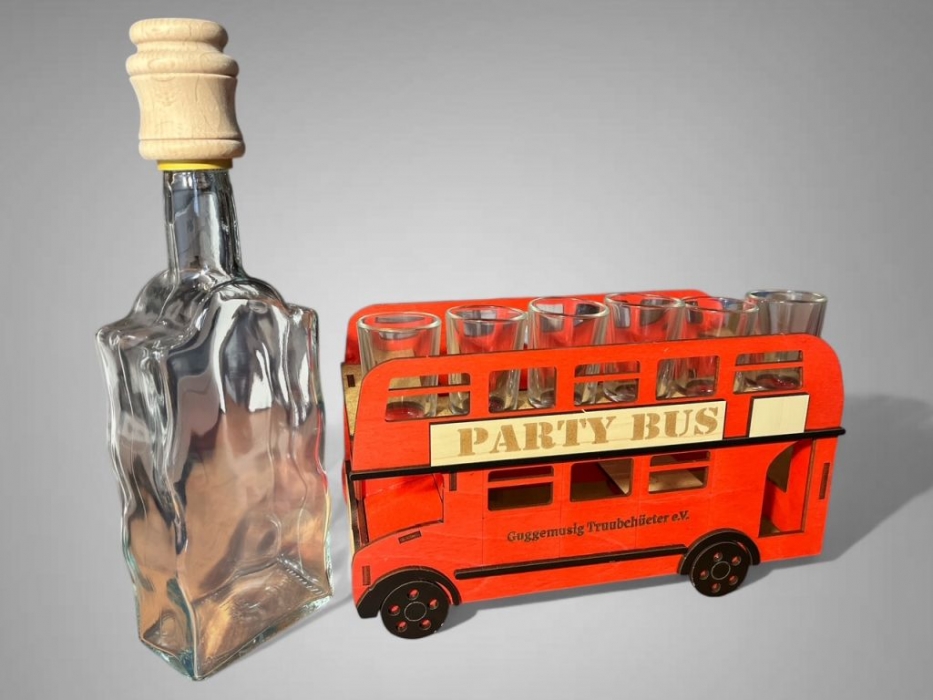 Flasche Bus – Holz-Geschenkset für Busfahrer