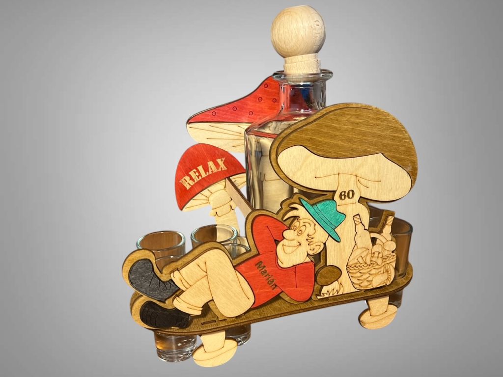 Geschenkkorb Pilzsammler Flasche zum 60.