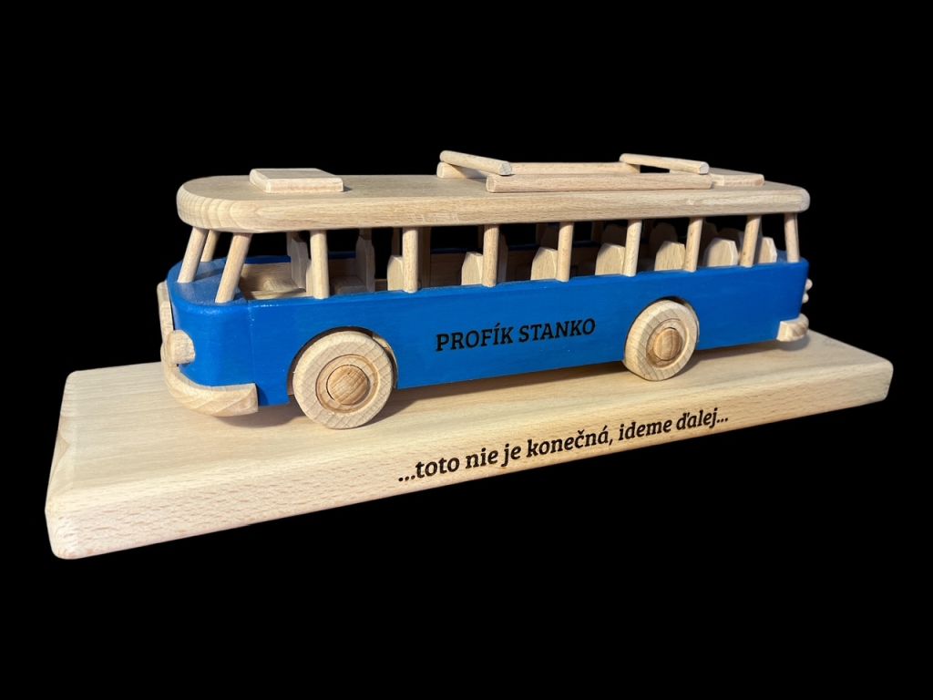 Holzspielzeug, Holzgeschenk blauer Bus