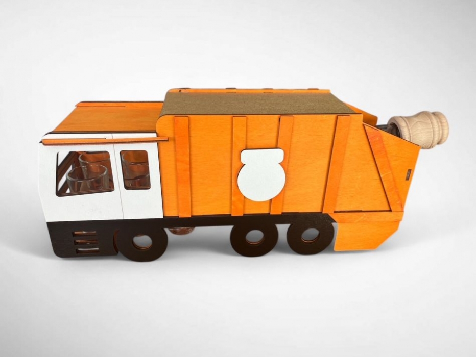 Müllwagen für Müllmann Flasche Geschenk Geburtstag
