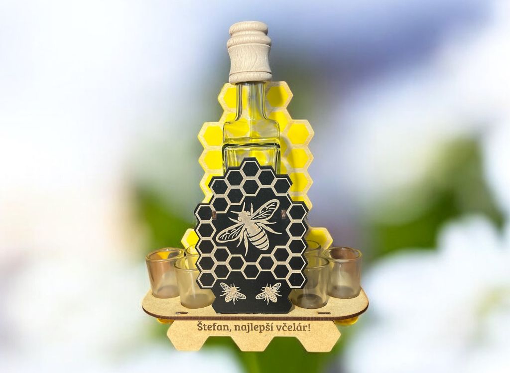 Geschenk, Flasche, Alkoholglas für Imker Honiggeschenke