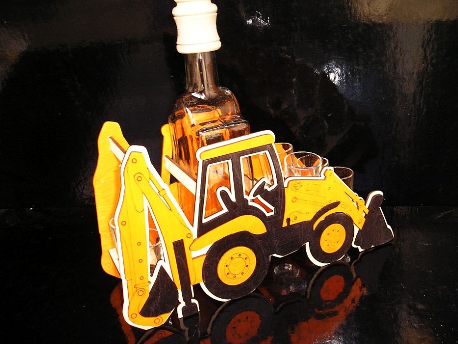 Bagger Flasche zum Geburtstag Traktor Bagger