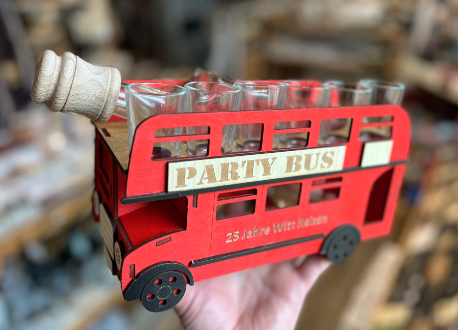 Geschenkflasche Bus für Busfahrer zum 50. Geburtstag
