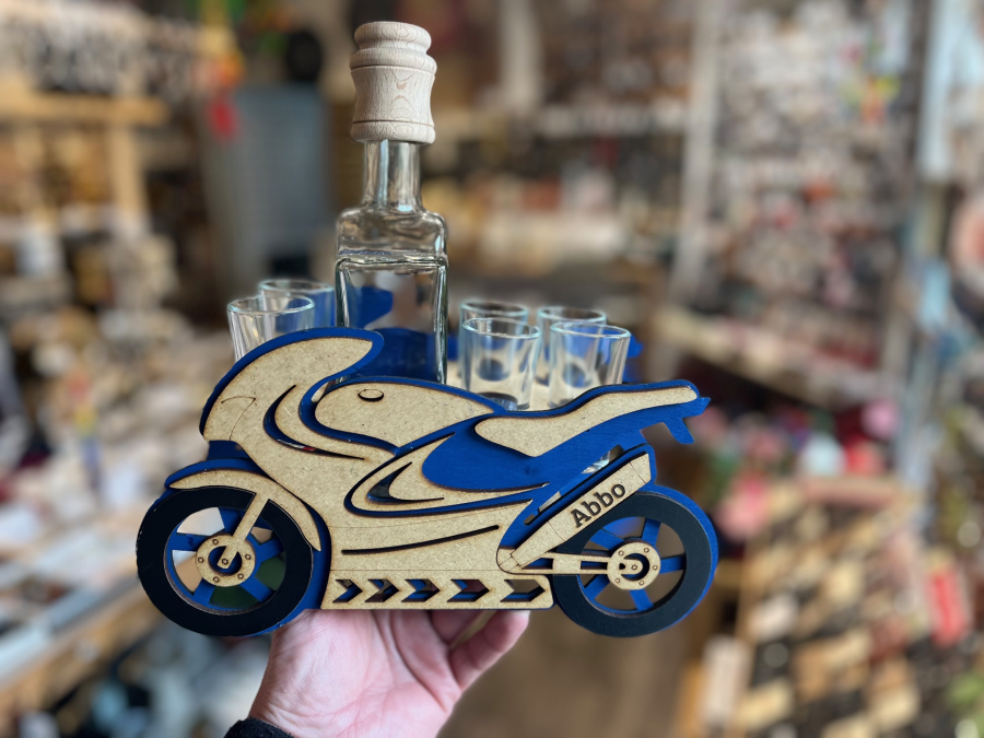 Sportmotorrad mit Flasche Geschenk zum Geburtstag