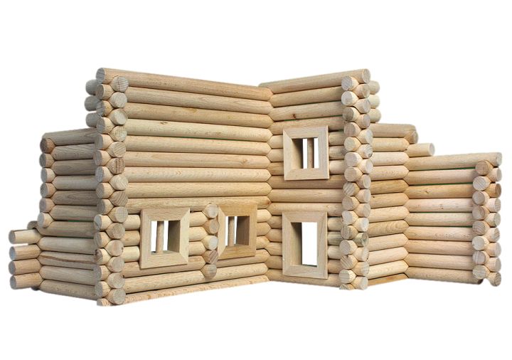 Holzbausatz für 17 Gebäude Bausteine