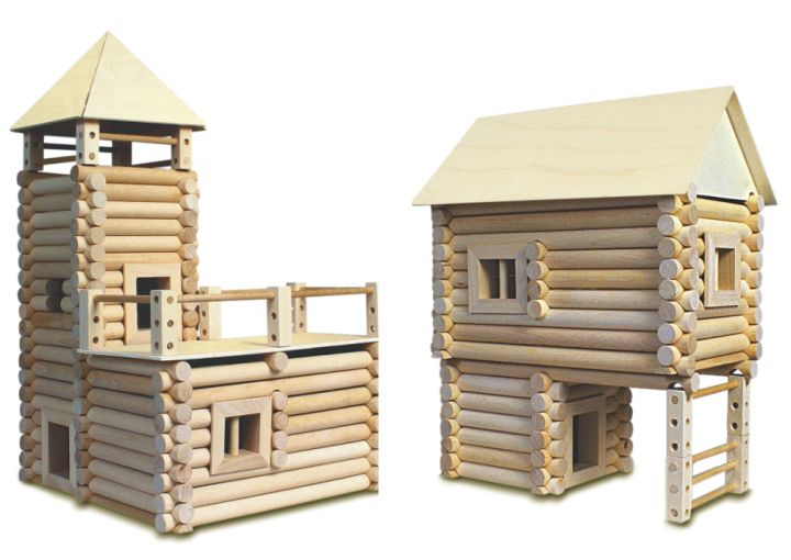 Holzbausatz für 17 Gebäude und Holzbausteine Walachia