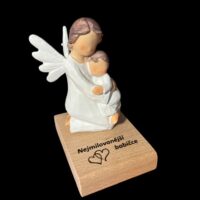 Schutzengel Figur weiß mit Kind mit Namen