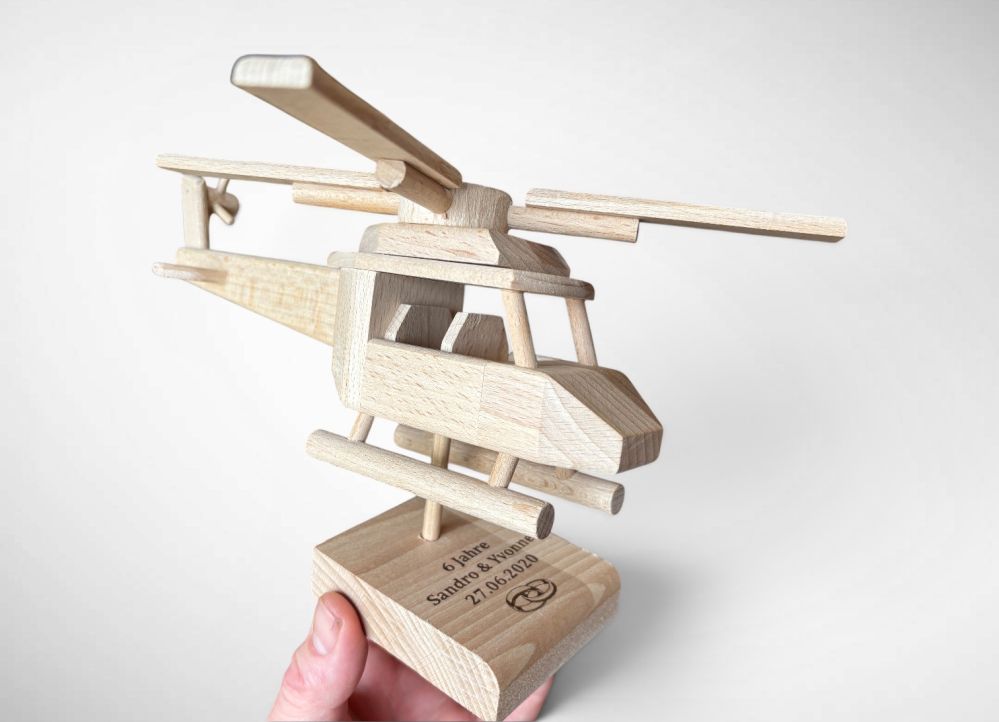 Hubschraubergeschenk aus Holz für Hubschrauberpiloten