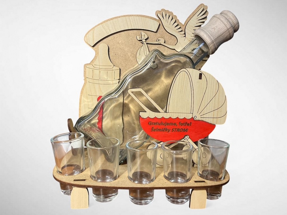 Flasche zur Geburt Babyfeier Kinderwagen Modell