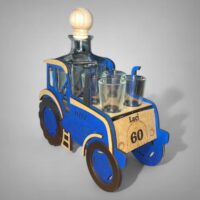 Traktorfahrer Geschenk mit Flasche und Gläsern für Traktorfahrer zum 60.