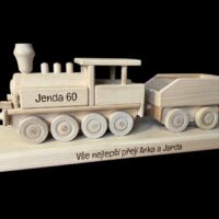 Holzlokomotive personalisiert 60 Geburtstag Eisenbahn