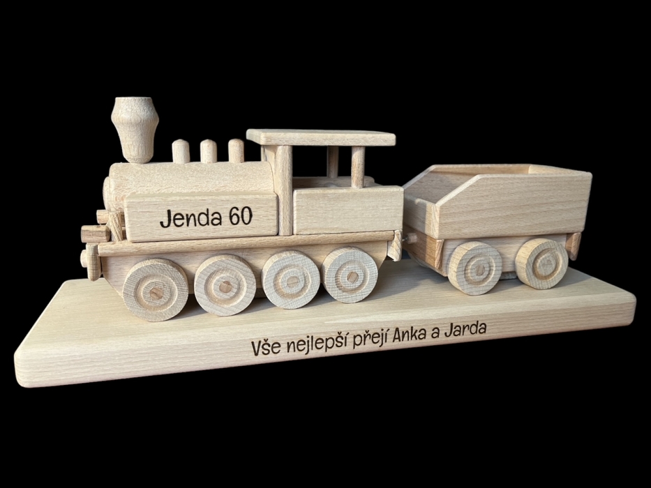 Holzlokomotive personalisiert 60 Geburtstag Eisenbahn