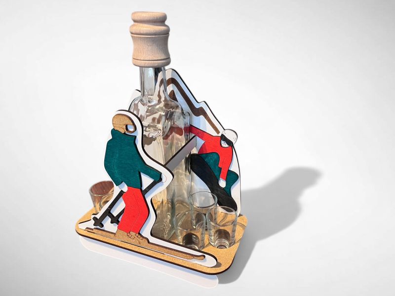 Flasche Skifahrer – Geschenkset für Skiliebhaber