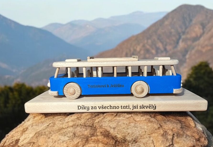 Blauer Bus Modell zum Geburtstag für Vater Busfahrer