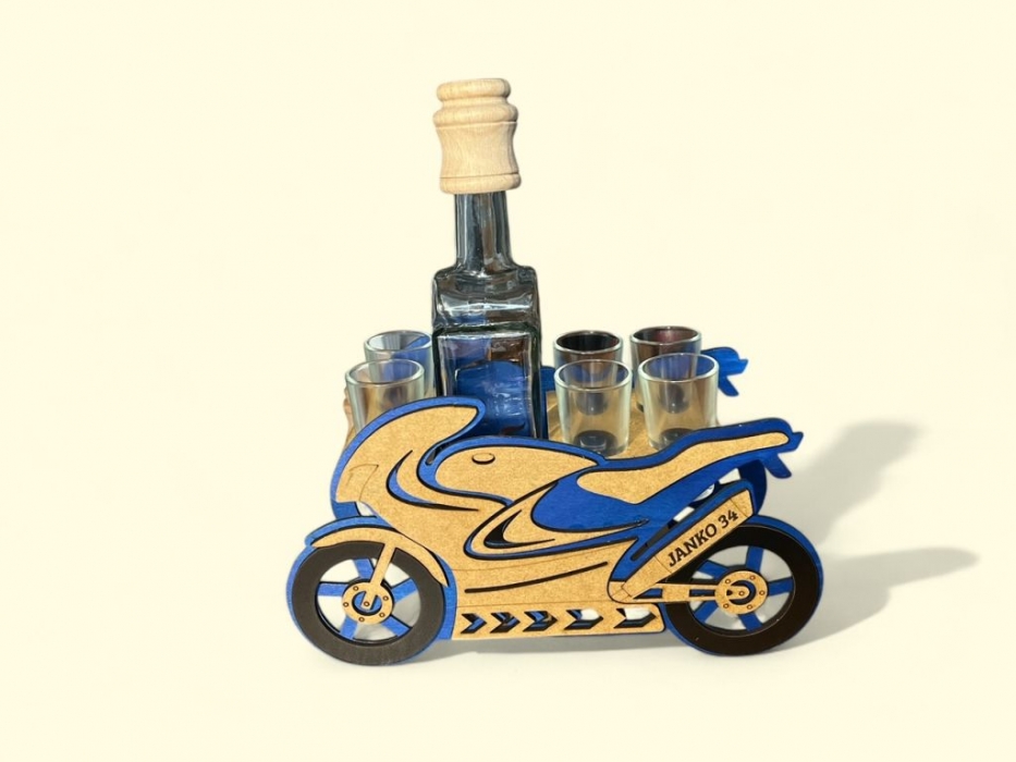 Geschenk Sportmotorrad mit Flasche zum Geburtstag für Motorradfahrer