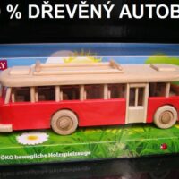 Retro Holzbus rot Spielzeug Geschenk