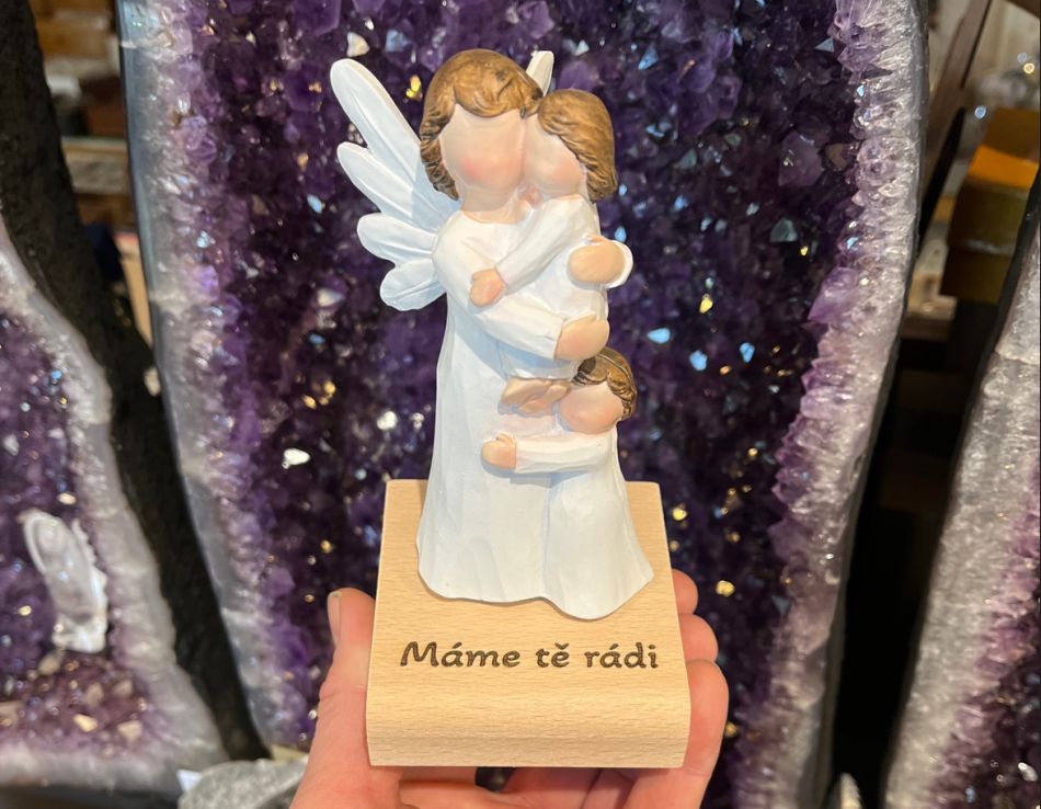 Statuette einer Engelmutter mit Kindern, personalisierbarals Geschenk für Frau