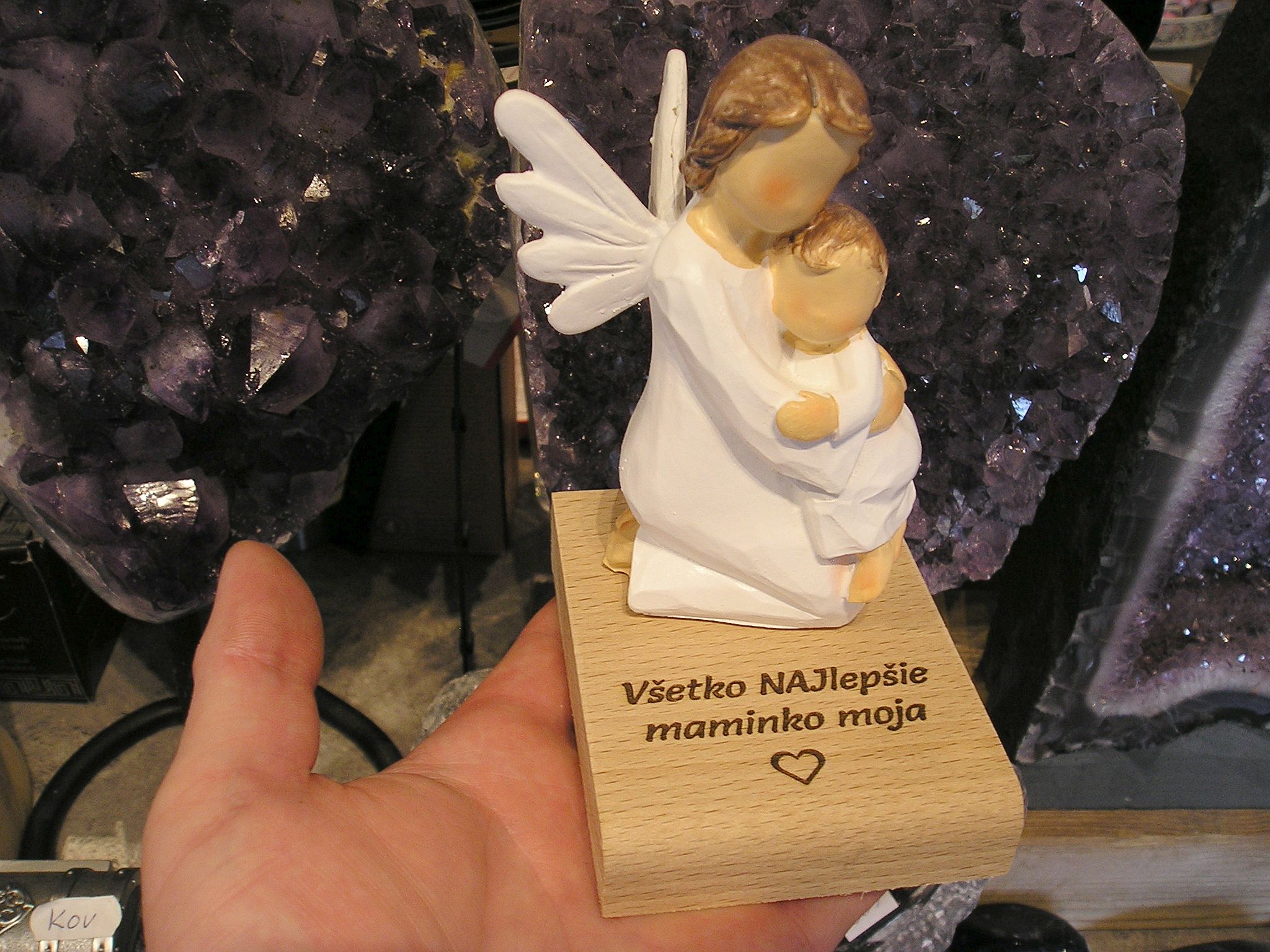 Engel Figur weiß mit Kind mit Personalisierung