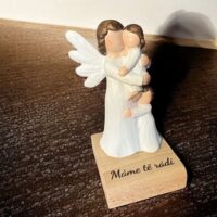 Schutzengel Figur Mutter und Kind mit individuellem Text
