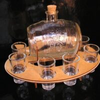 Glasfass mit Schnapsgläsern Flasche Geschenk Ruhestand