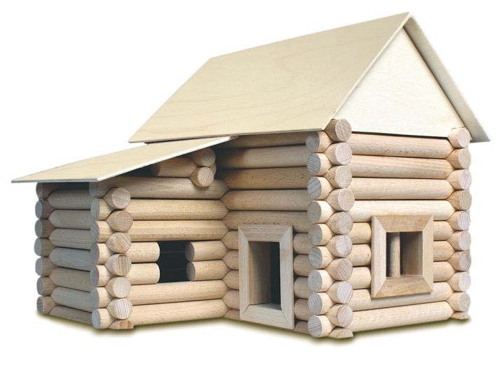 Holzbausatz für 17 Gebäude und Holzbausteine