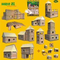 Holzbausatz für 17 Gebäude und Häuser