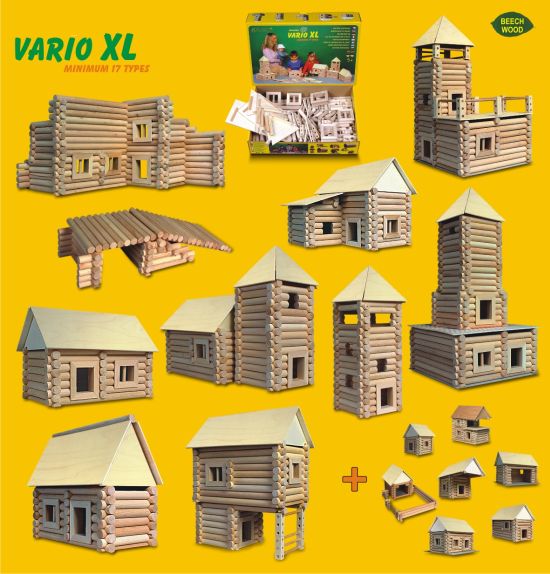 Holzbausatz für 17 Gebäude und Häuser