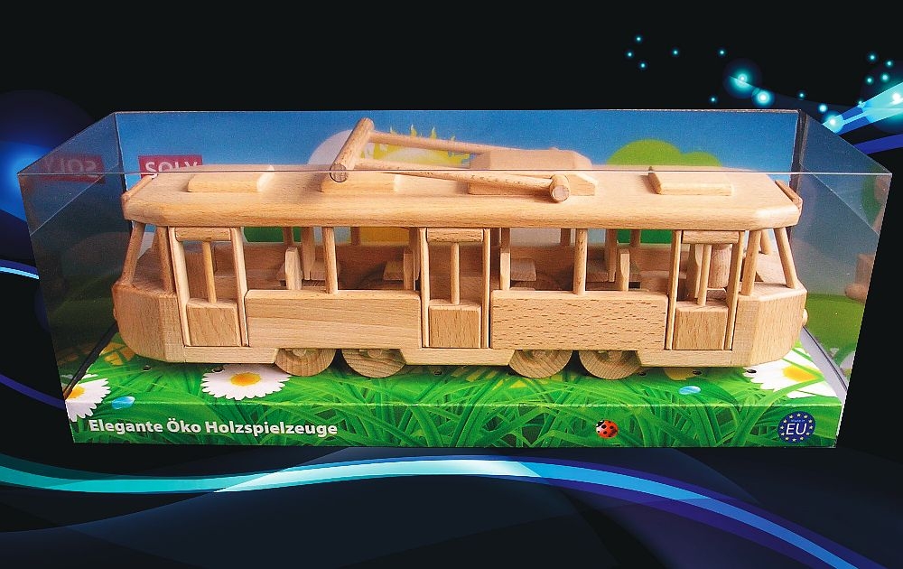 Holzspielzeug Straßenbahn historisches Modell