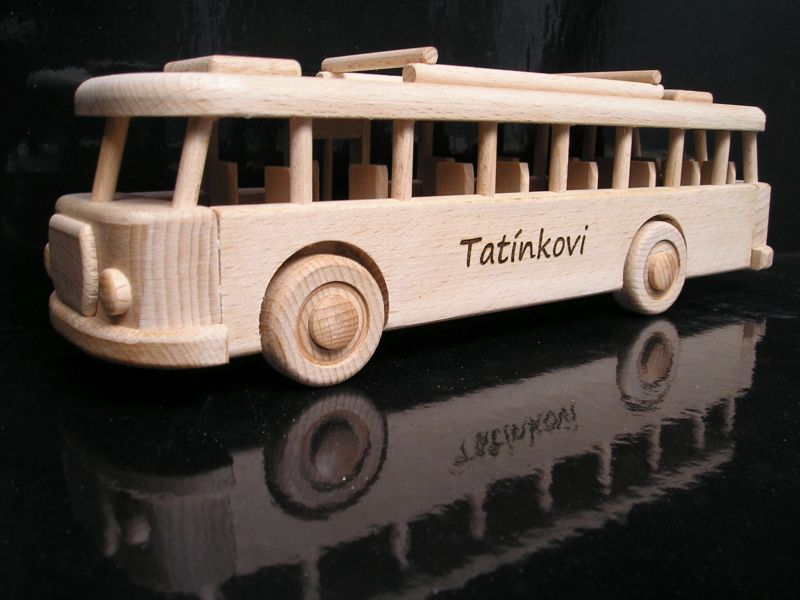 Holzbus Spielzeug, Geschenk für Busfahrer Vater