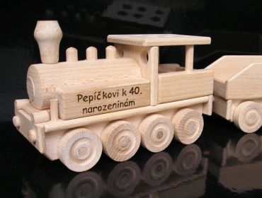 Holzspielzeug für Jungen Holz-Eisenbahnen Lokomotive mit Kohletender