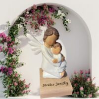 Schutzengel Figur mit Kind als personalisierte Skulptur