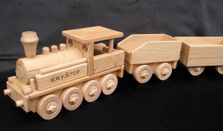 Lokomotive mit Kohletender Holz-Eisenbahnspielzeug für Kinder