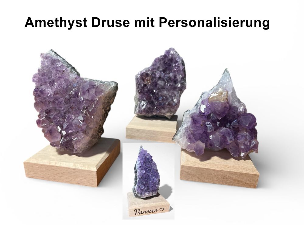 Amethyst Druse auf Ständer als persönliches Geschenk