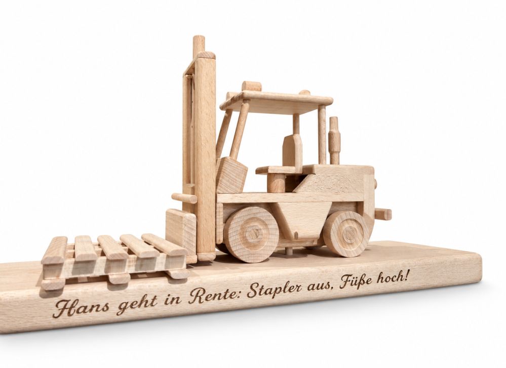 Geschenk für Lageristen – Modell eines Gabelstaplers mit Gravur